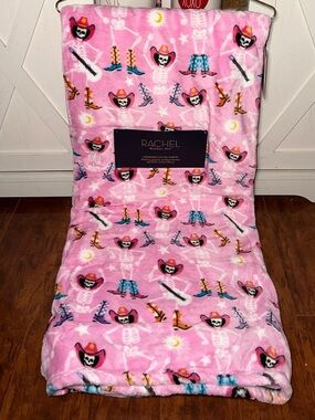 Rachel Roy Pink Dancing Skeleton Plush Throw Blanket